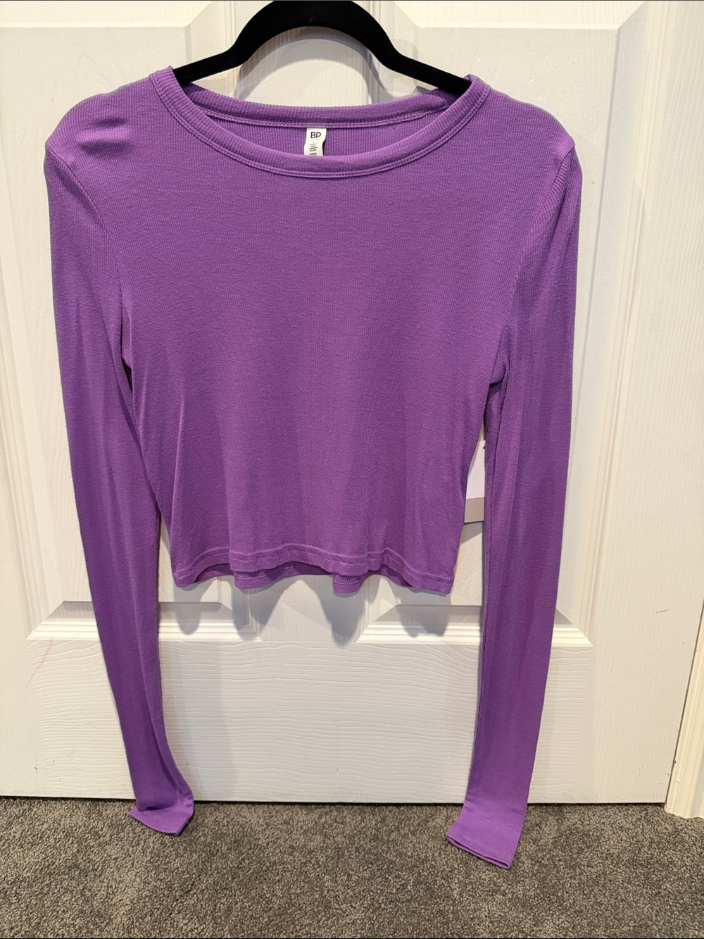 bp Lavender Purple Long-Sleeve Cropped Tee